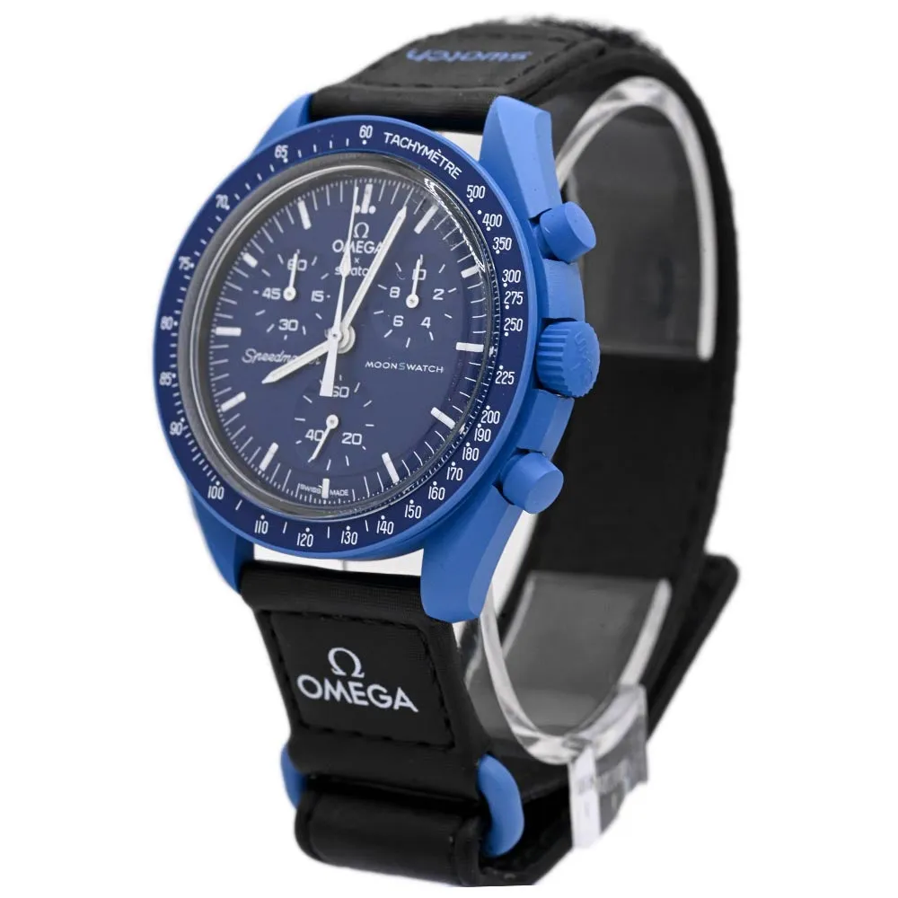 Omega x Swatch Speedmaster "Mission to Neptune" Bioceramic 42mm Blue Chronograph Dial Watch Reference #: SO33N100