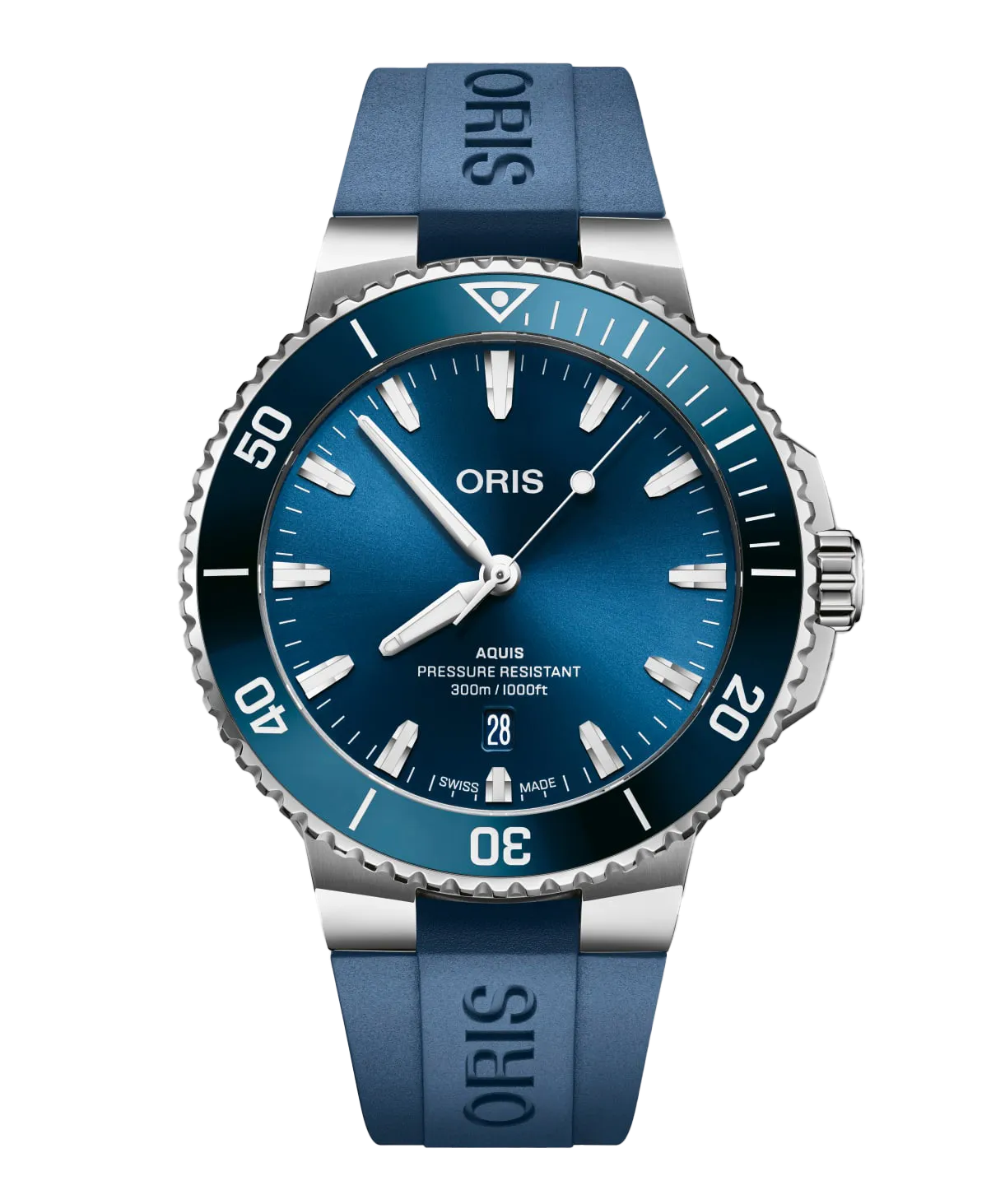 Oris Aquis Date Watch with Blue Rubber Strap, 43.50mm