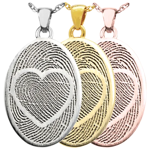Oval Jewelry with 2 Married Fingerprints Pendant