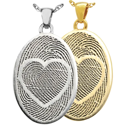 Oval Jewelry with 2 Married Fingerprints Pendant