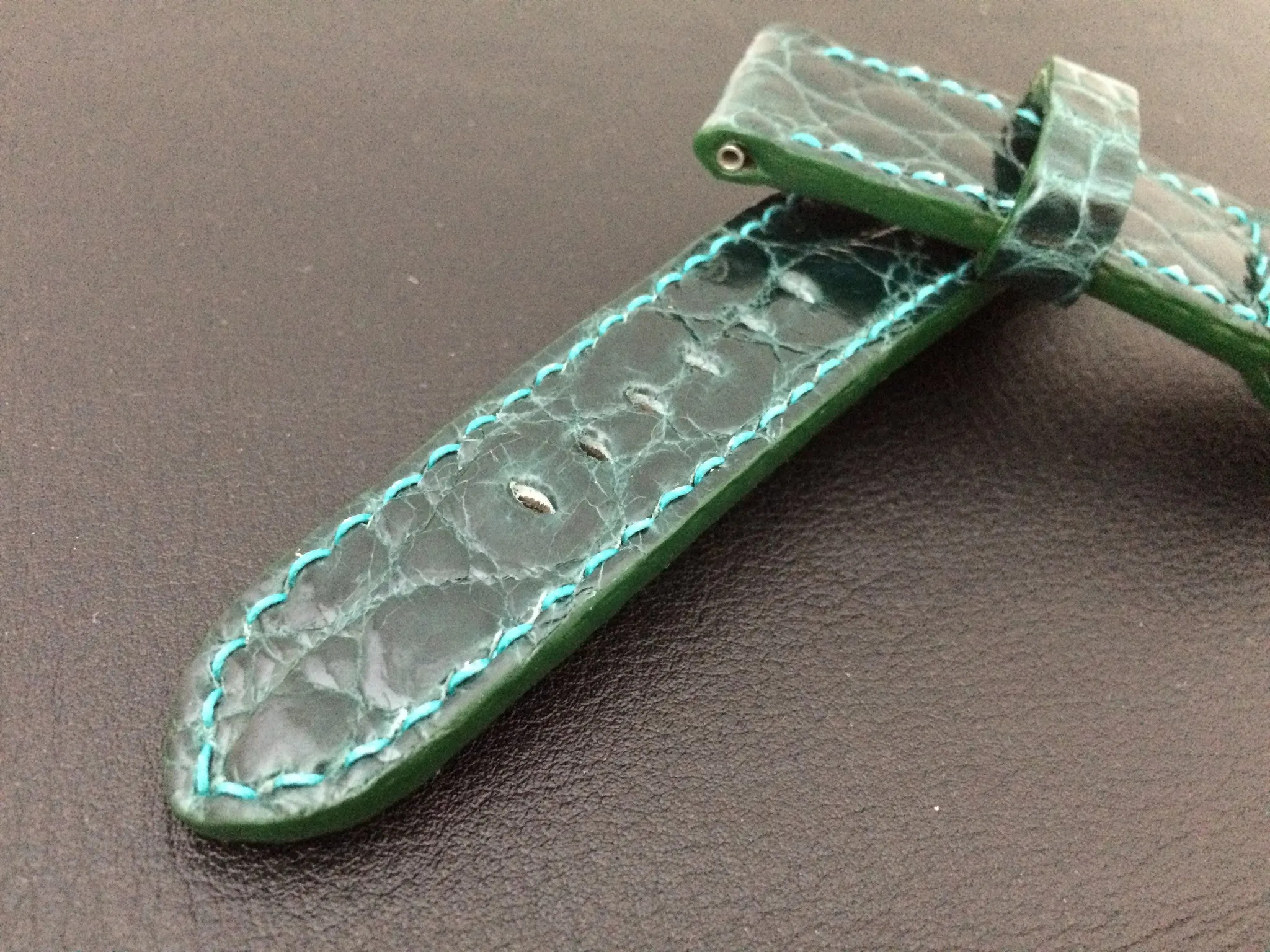 Panerai Watch Strap, Leather Watch Band, 24mm, Green Alligator Watch Strap, 26mm watch strap