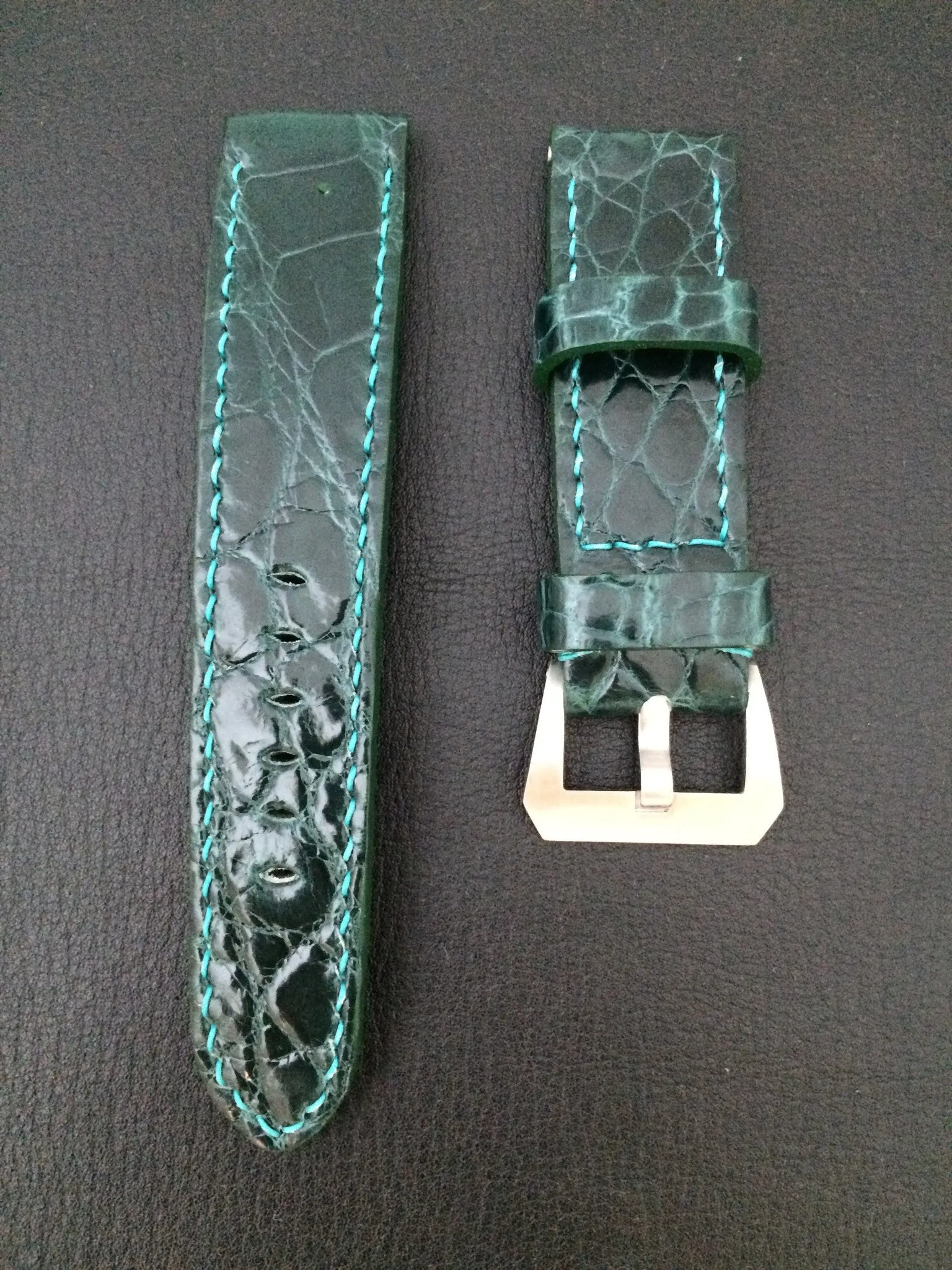 Panerai Watch Strap, Leather Watch Band, 24mm, Green Alligator Watch Strap, 26mm watch strap