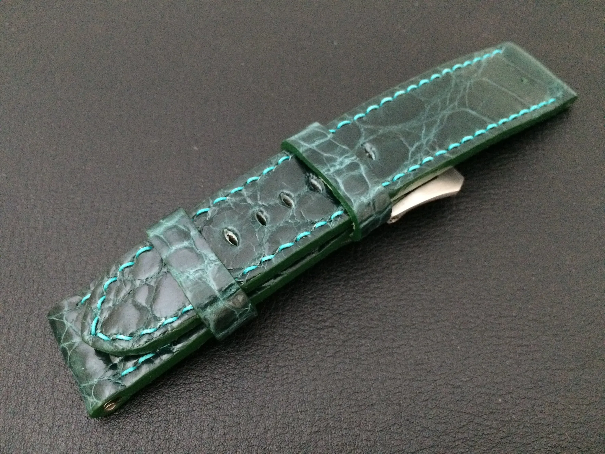 Panerai Watch Strap, Leather Watch Band, 24mm, Green Alligator Watch Strap, 26mm watch strap