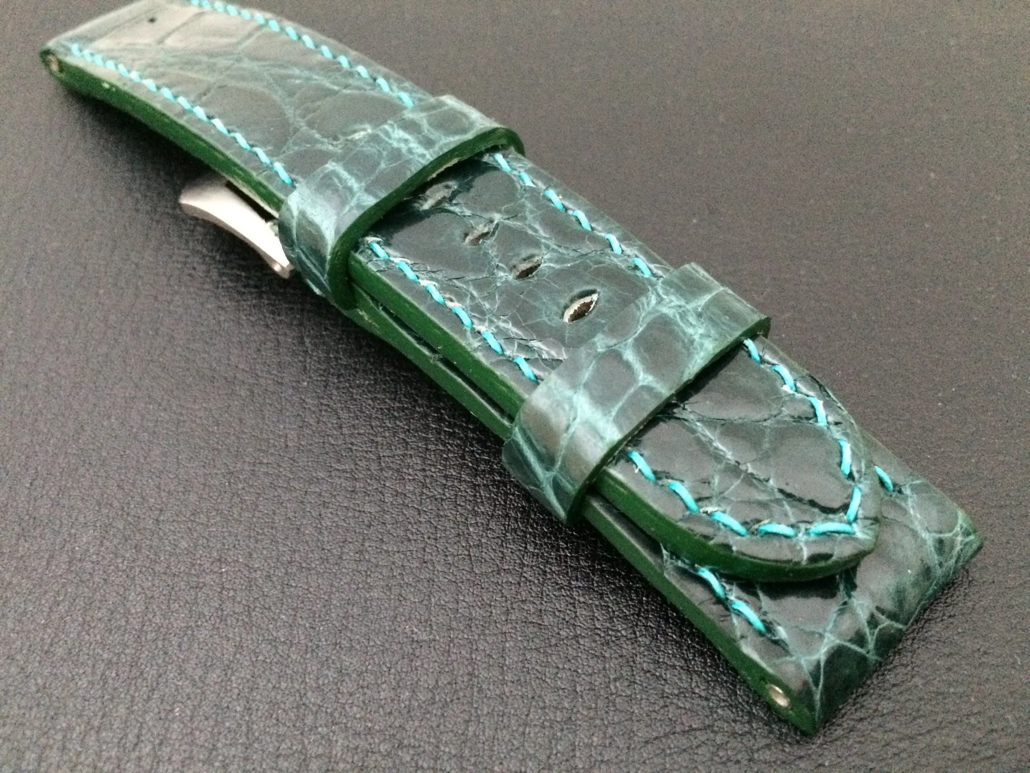 Panerai Watch Strap, Leather Watch Band, 24mm, Green Alligator Watch Strap, 26mm watch strap