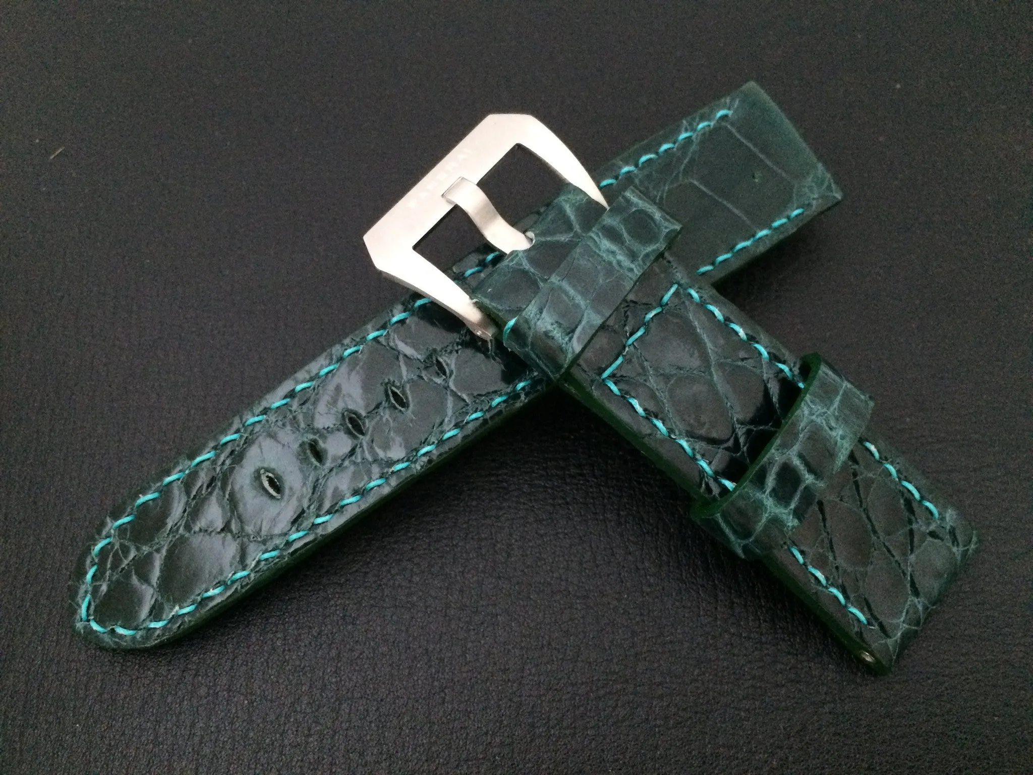 Panerai Watch Strap, Leather Watch Band, 24mm, Green Alligator Watch Strap, 26mm watch strap