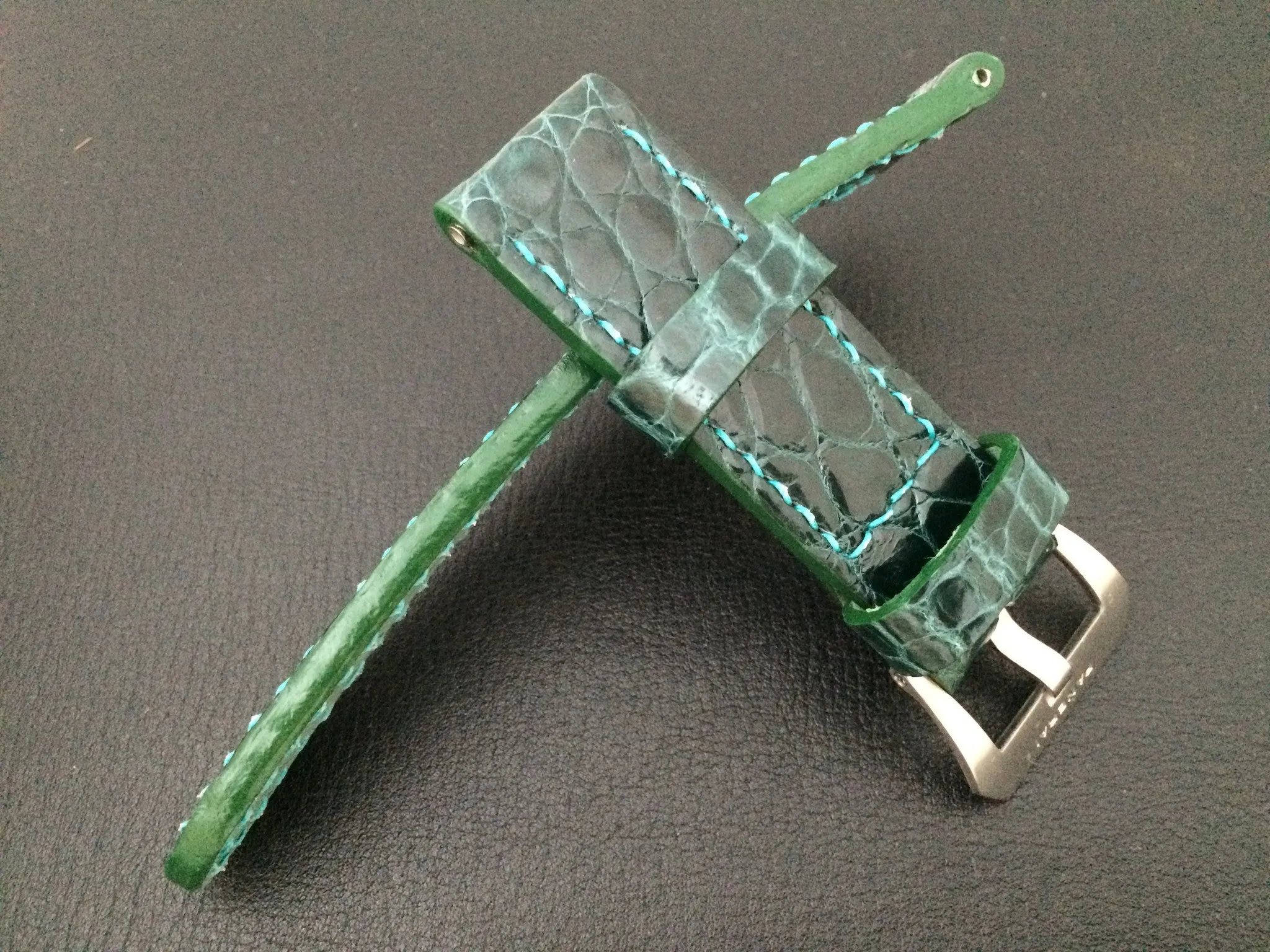 Panerai Watch Strap, Leather Watch Band, 24mm, Green Alligator Watch Strap, 26mm watch strap