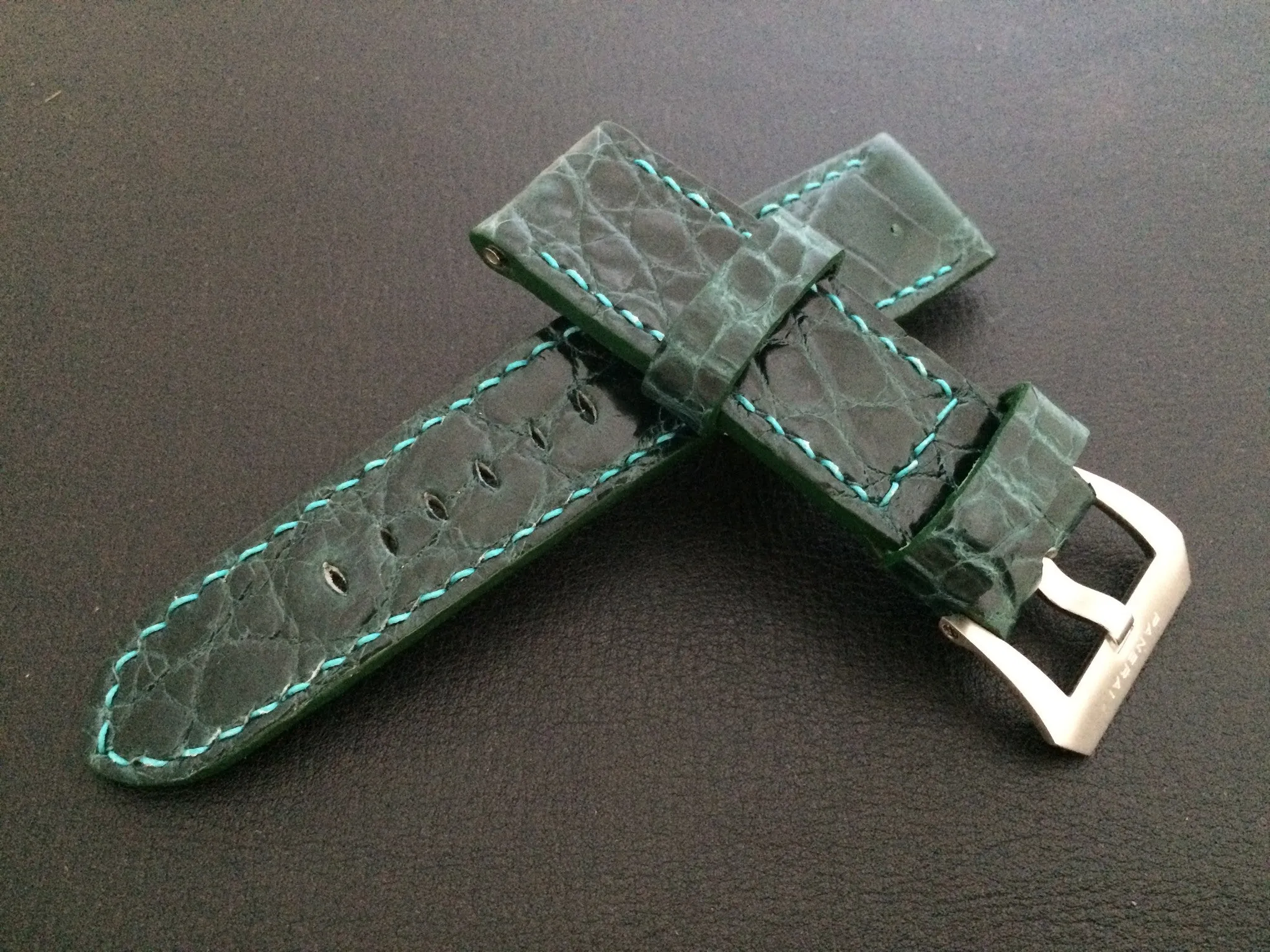 Panerai Watch Strap, Leather Watch Band, 24mm, Green Alligator Watch Strap, 26mm watch strap