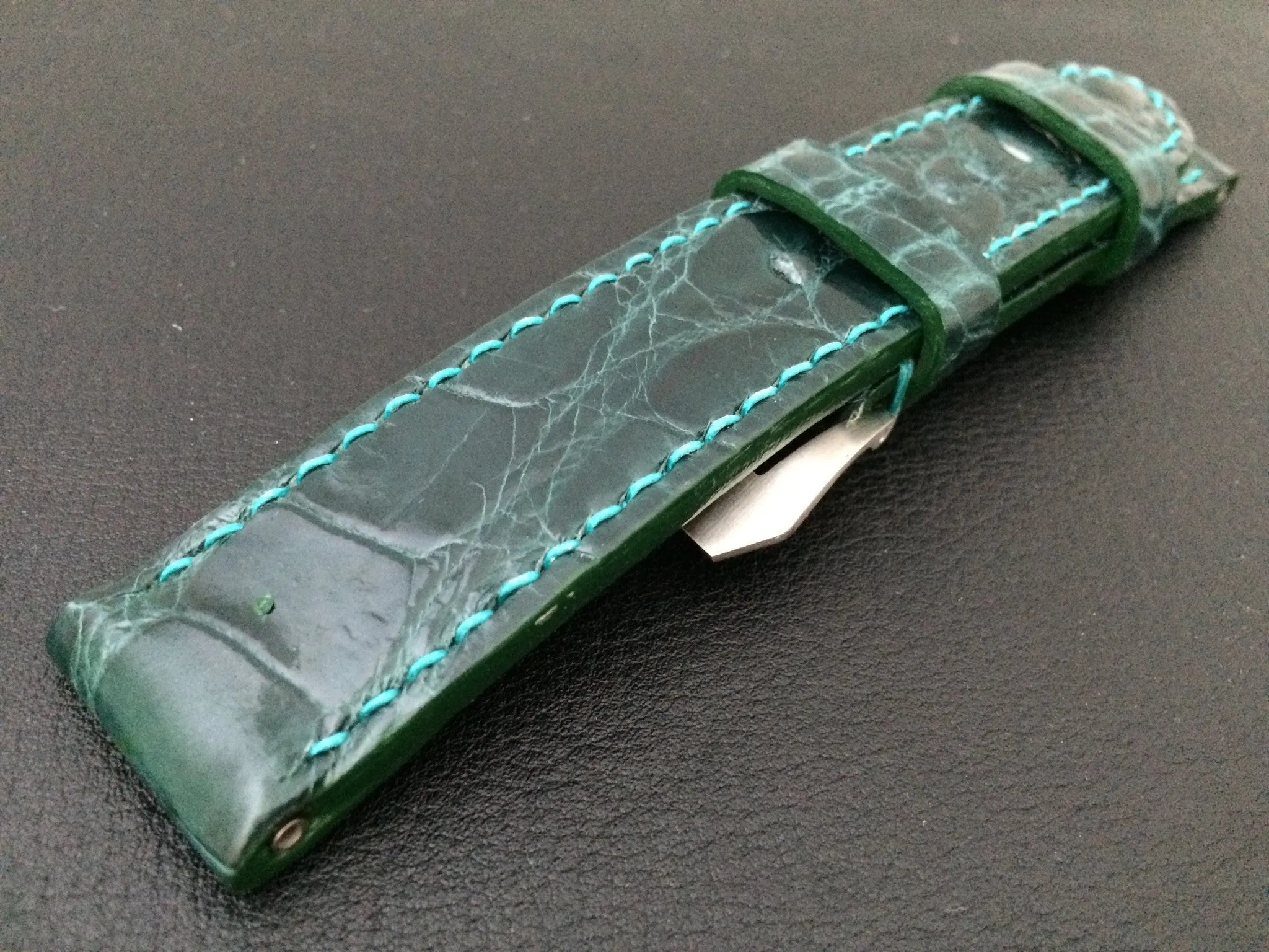 Panerai Watch Strap, Leather Watch Band, 24mm, Green Alligator Watch Strap, 26mm watch strap