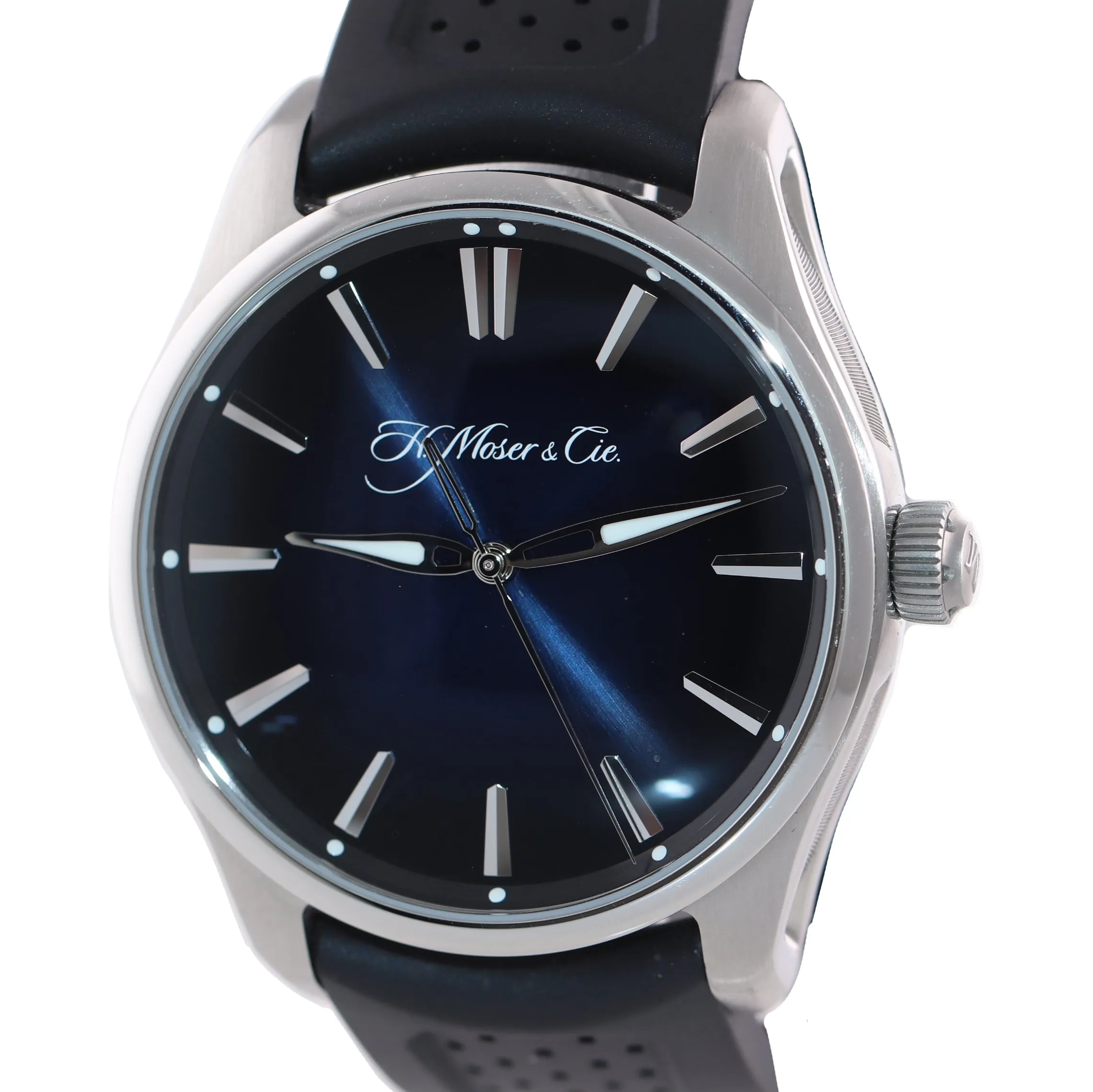 PAPERS H. Moser & Cie. Pioneer Centre 3200-1200 42mm Blue Fumè Steel Watch box