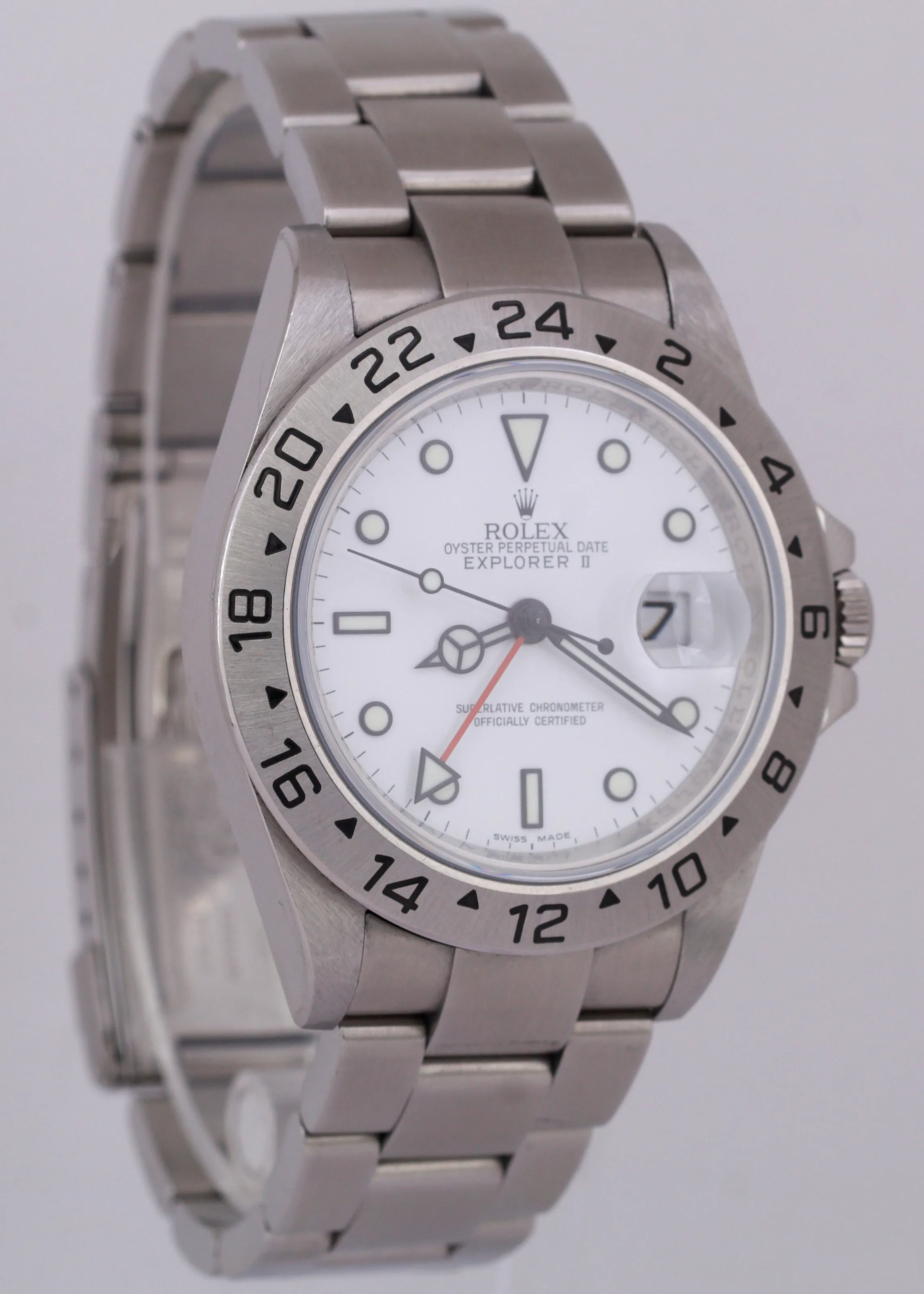 PAPERS Rolex Explorer II 3186 Polar White NO-HOLES 40mm REHAUT 16570 Watch BOX