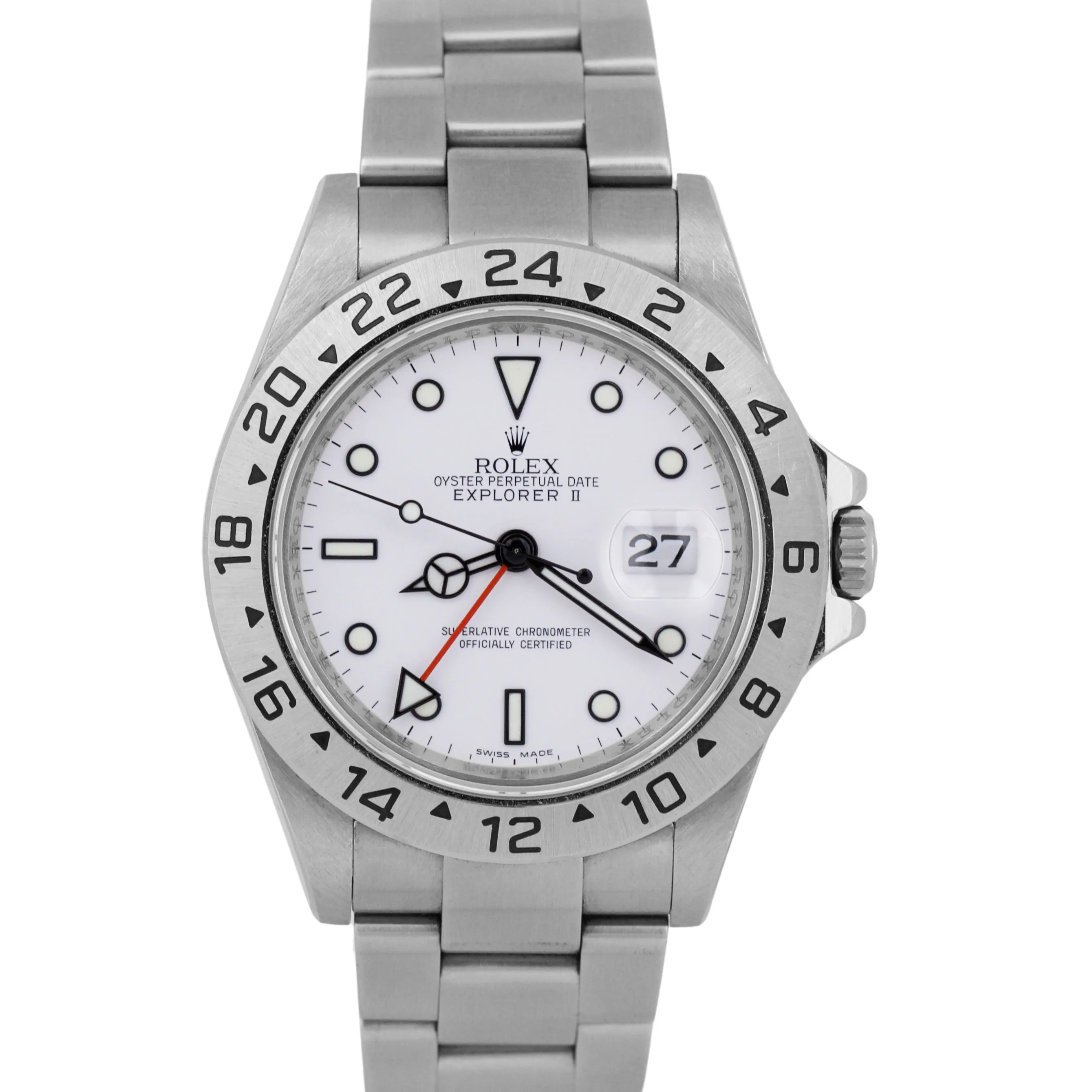 PAPERS Rolex Explorer II 3186 Polar White NO-HOLES 40mm REHAUT 16570 Watch BOX