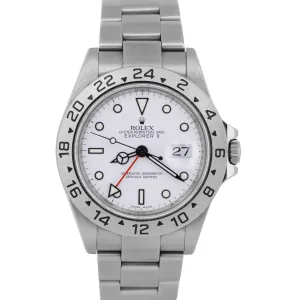 PAPERS Rolex Explorer II 3186 Polar White NO-HOLES 40mm REHAUT 16570 Watch BOX