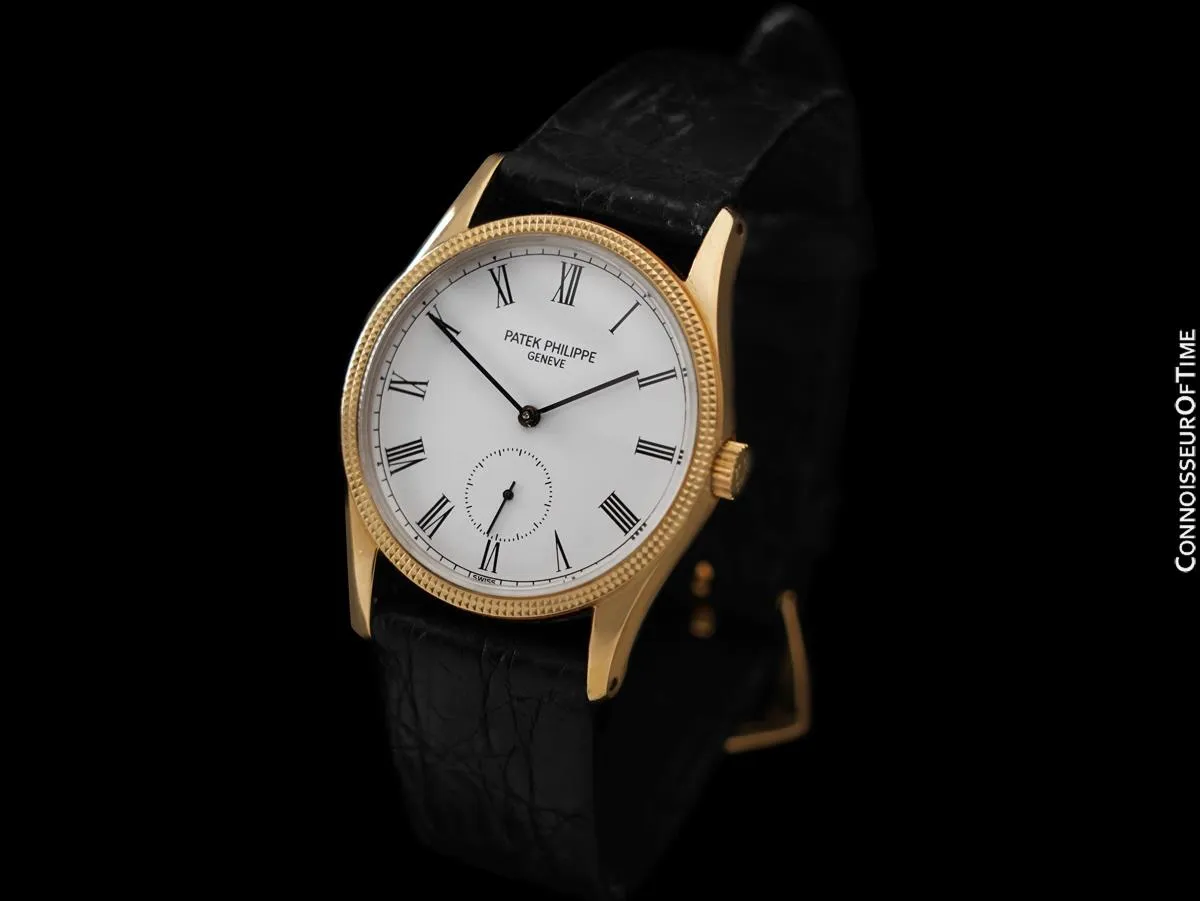 Patek Philippe Calatrava Ref. 3796D Mens 18K Gold Watch with Hobnail Bezel - Papers