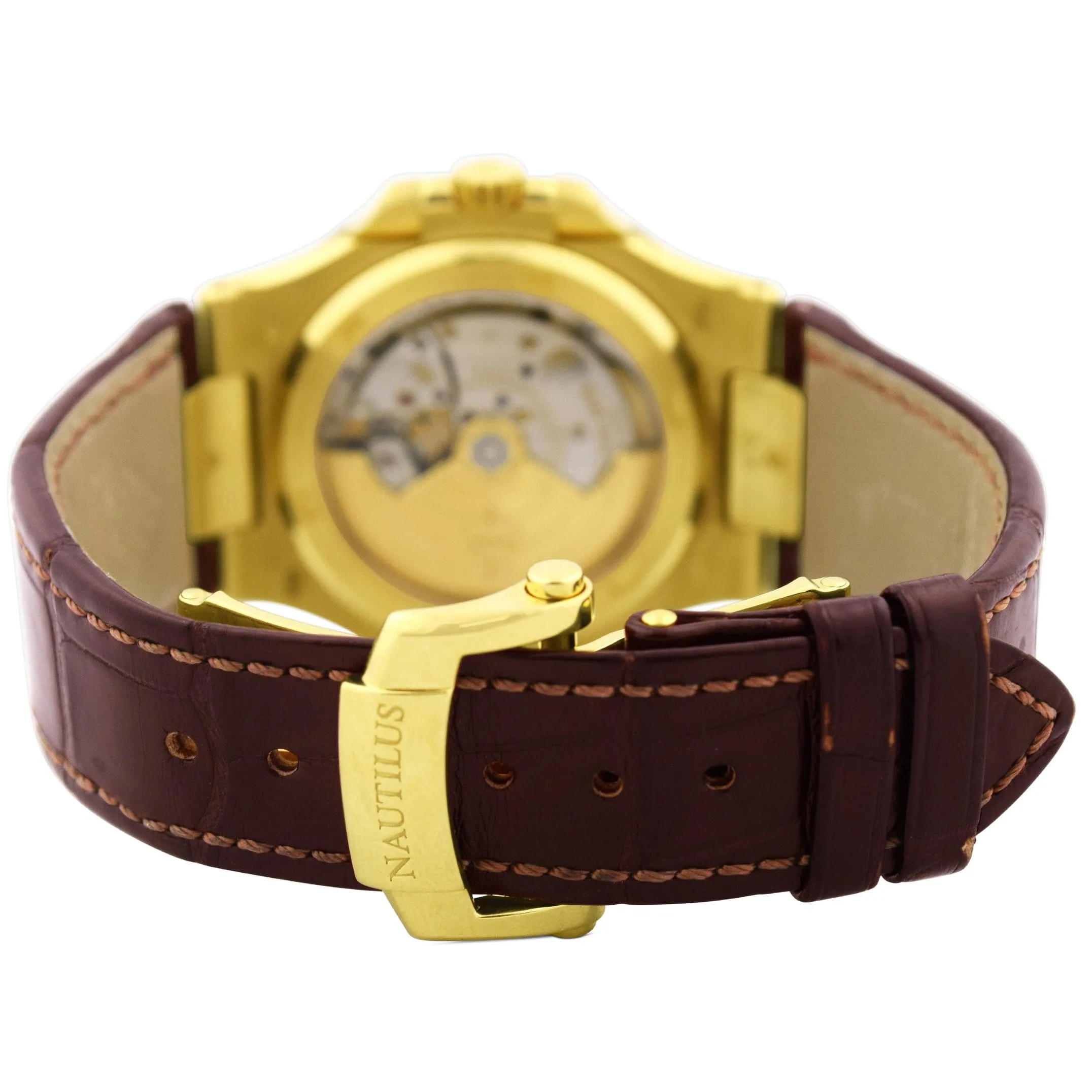 Patek Philippe Unisex Nautilus 18K Yellow Gold 40mm Silver Baton Dial Watch Reference #: 5711J