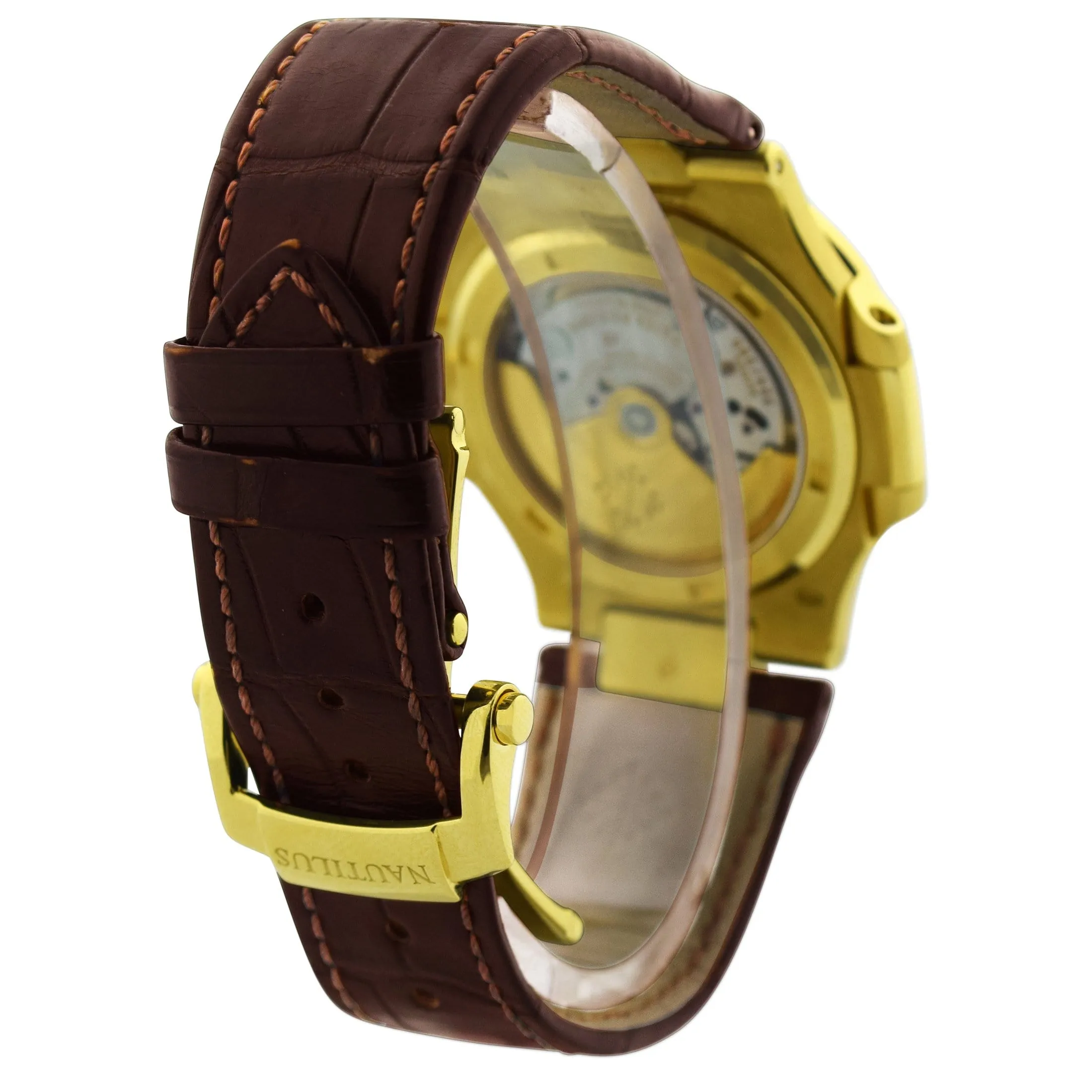 Patek Philippe Unisex Nautilus 18K Yellow Gold 40mm Silver Baton Dial Watch Reference #: 5711J