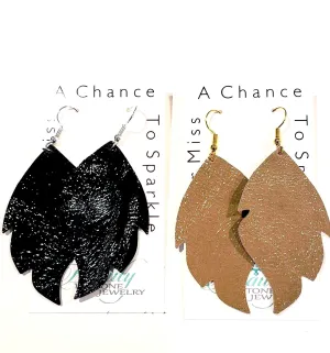 Patient Leather Leaf Shape Earrings