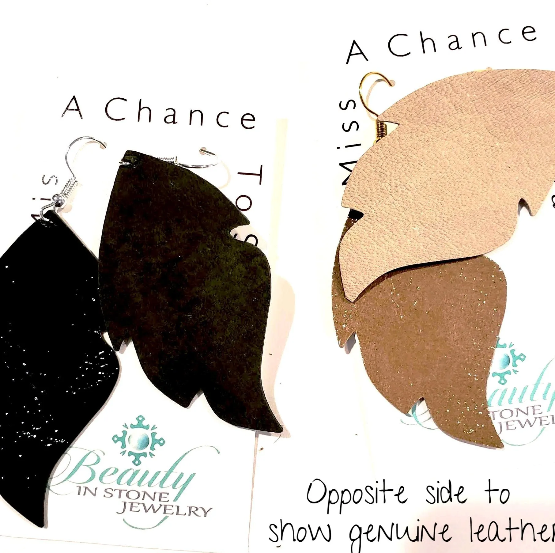 Patient Leather Leaf Shape Earrings