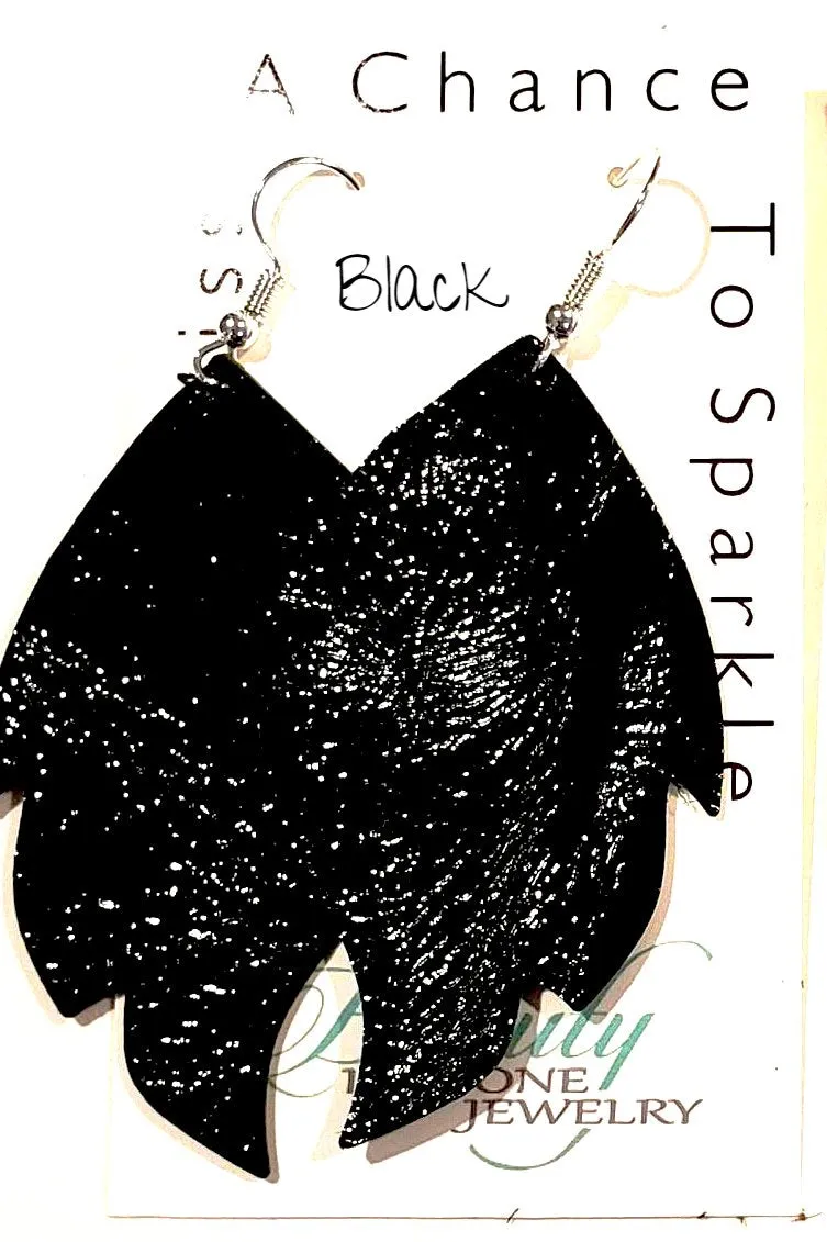 Patient Leather Leaf Shape Earrings