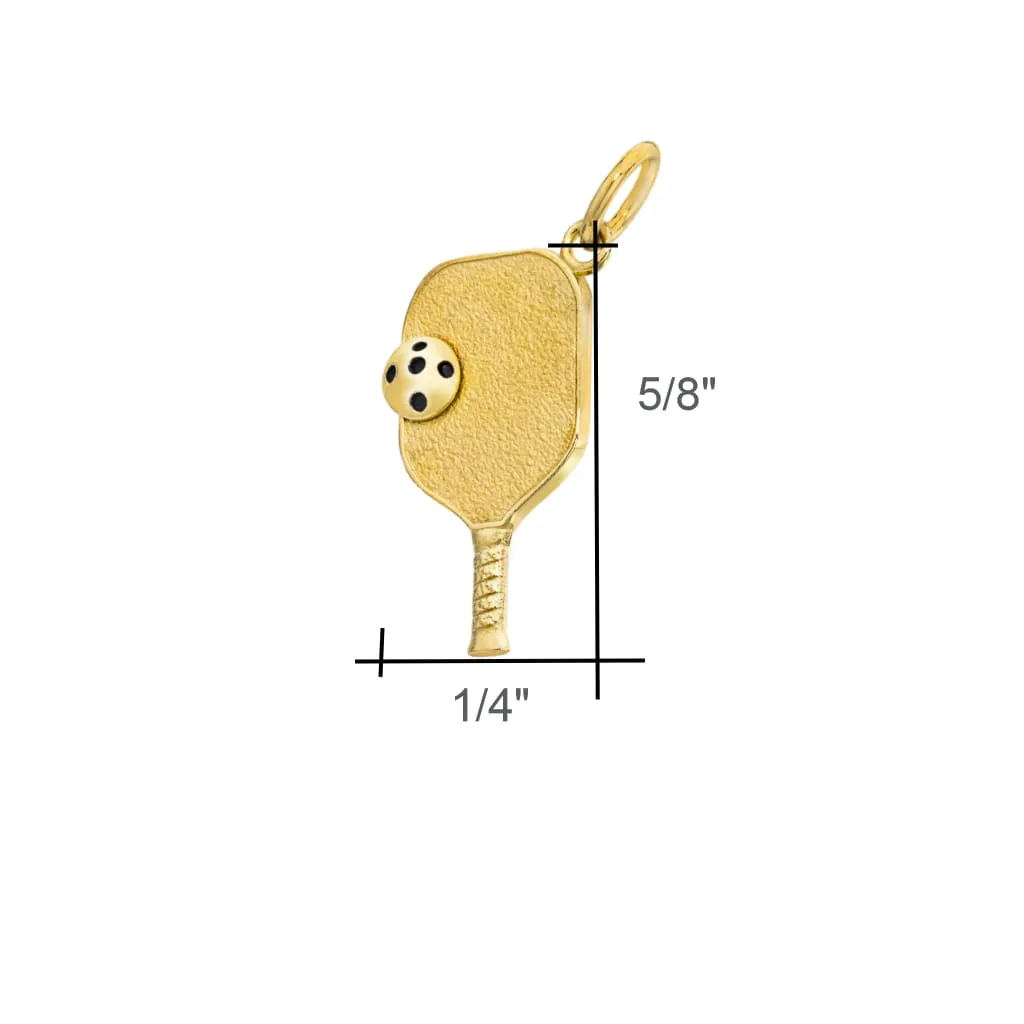 Pickleball Pendant / Charm | Paddle & Ball in Yellow Gold