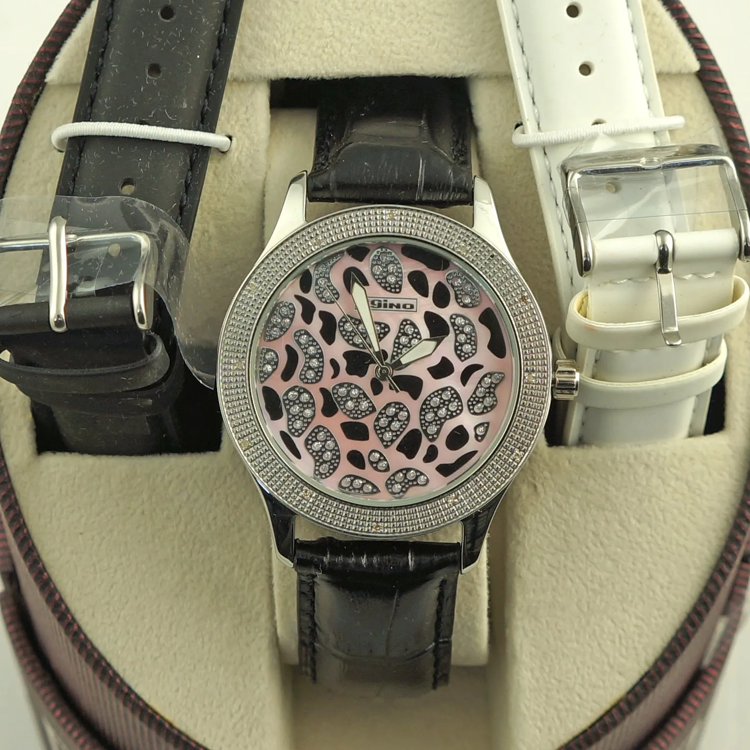 Pink Cheetah Ladies Jojino Genuine Diamond Watch