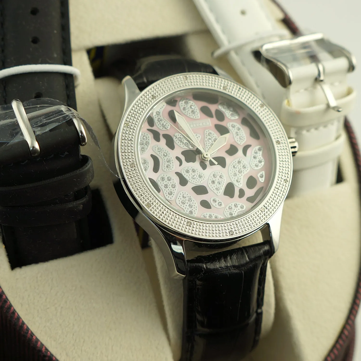 Pink Cheetah Ladies Jojino Genuine Diamond Watch