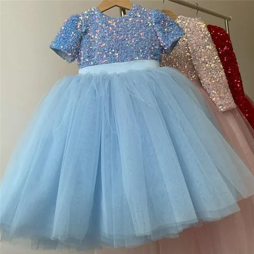 Pink Princess Tulle Baby Girl Gown for Pageant and Party Occasions