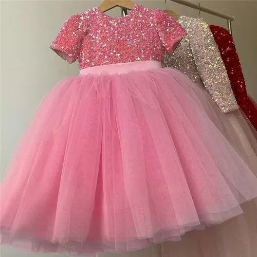 Pink Princess Tulle Baby Girl Gown for Pageant and Party Occasions