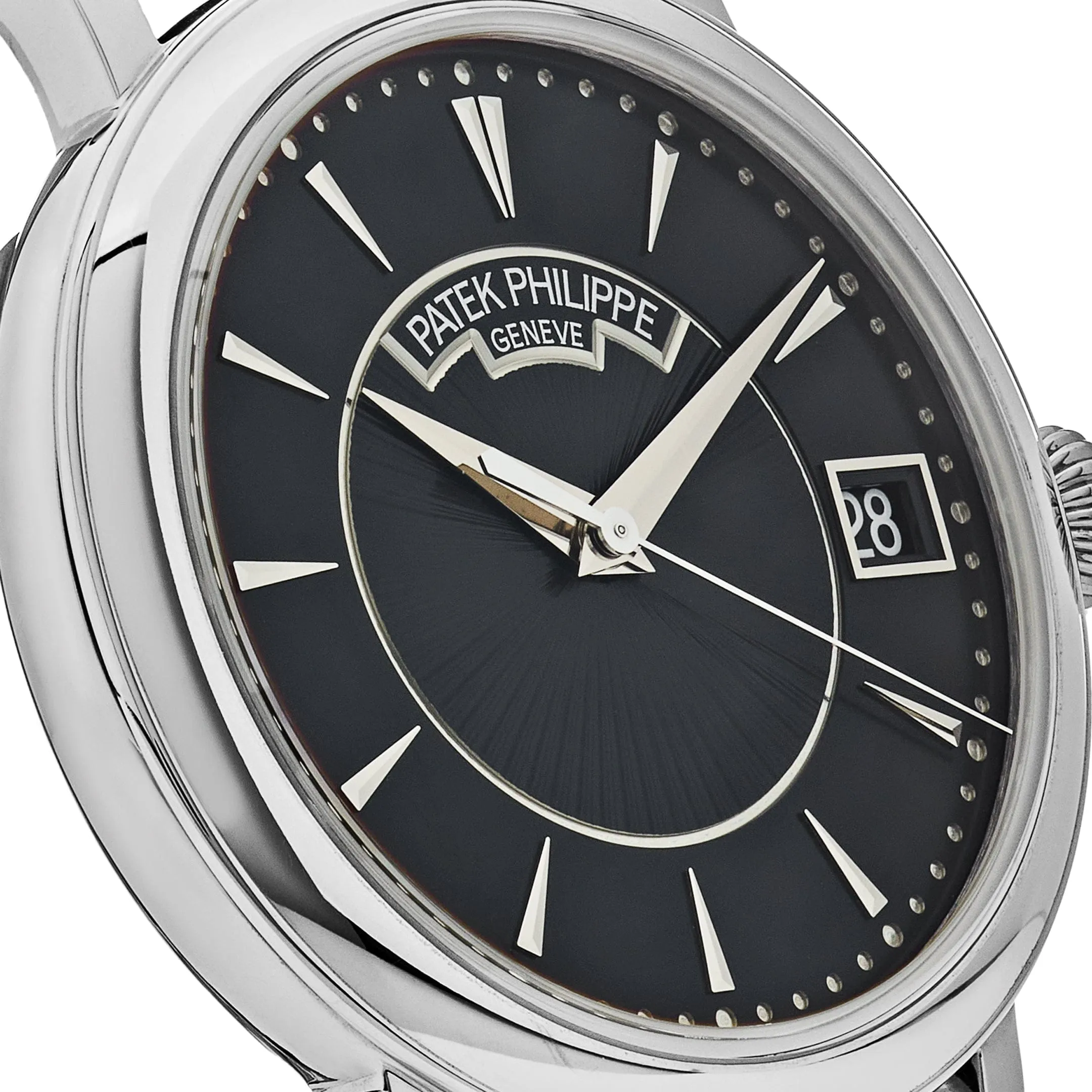 PP Luxury Watches Calatrava 5153G-001 Date White Gold Black Dial