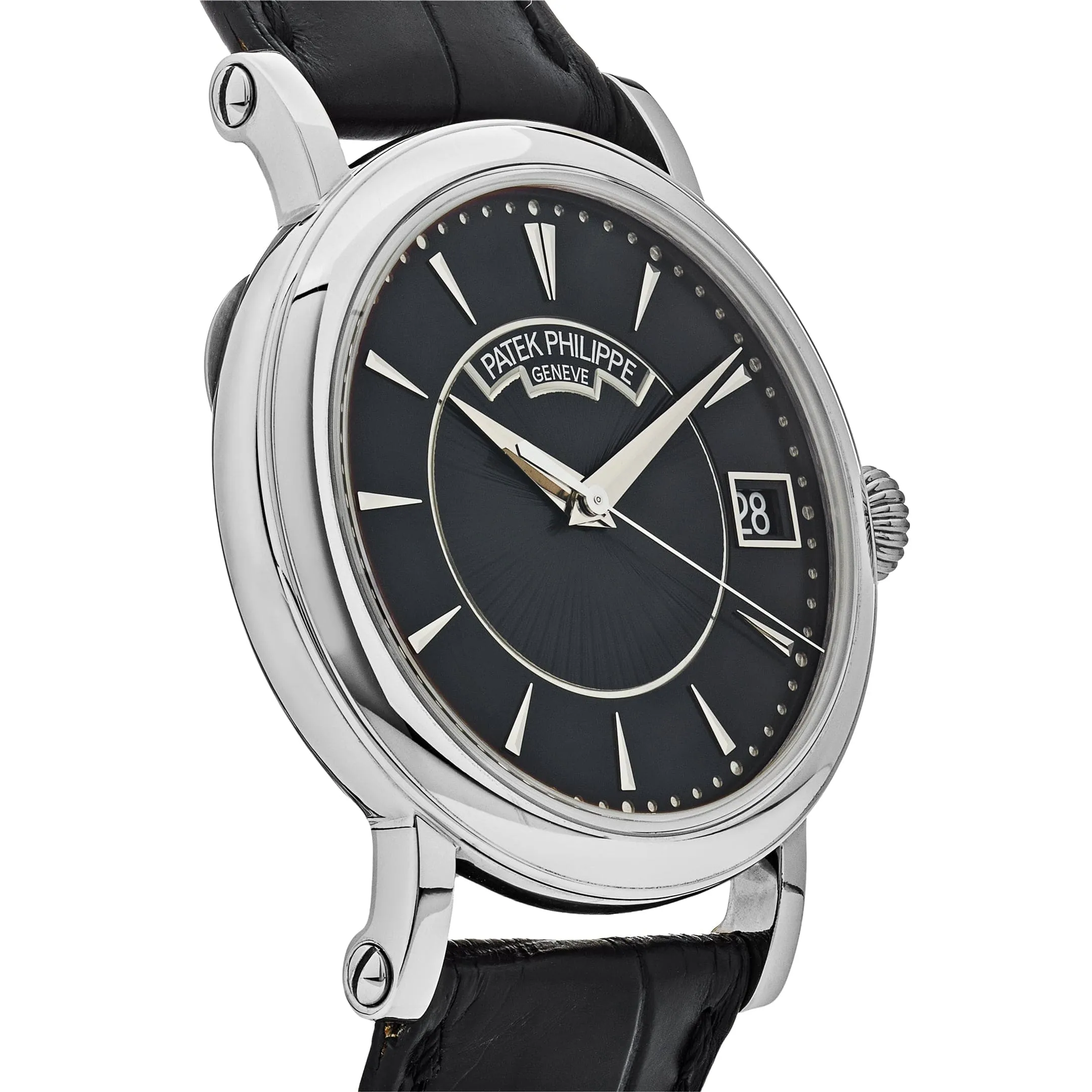 PP Luxury Watches Calatrava 5153G-001 Date White Gold Black Dial