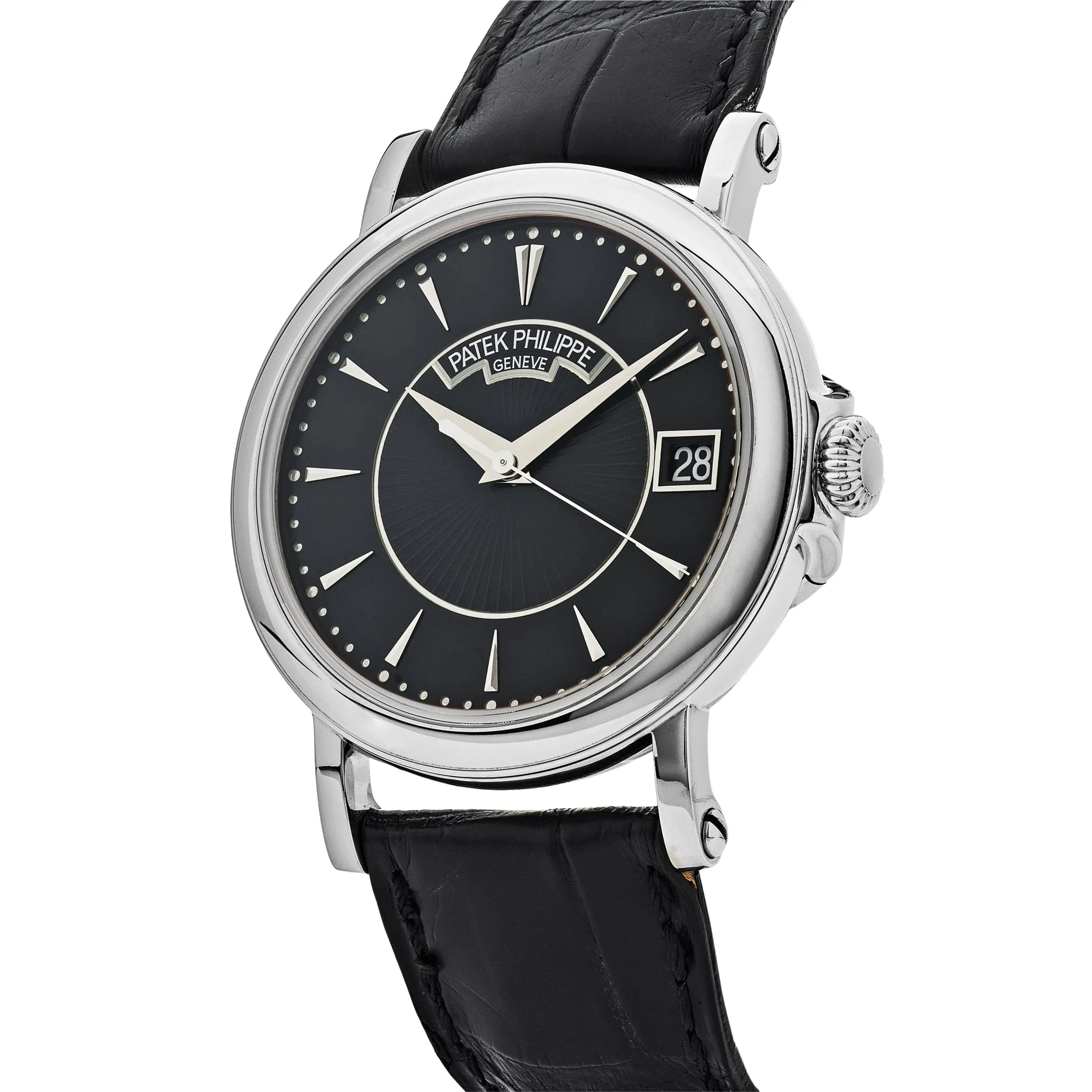 PP Luxury Watches Calatrava 5153G-001 Date White Gold Black Dial