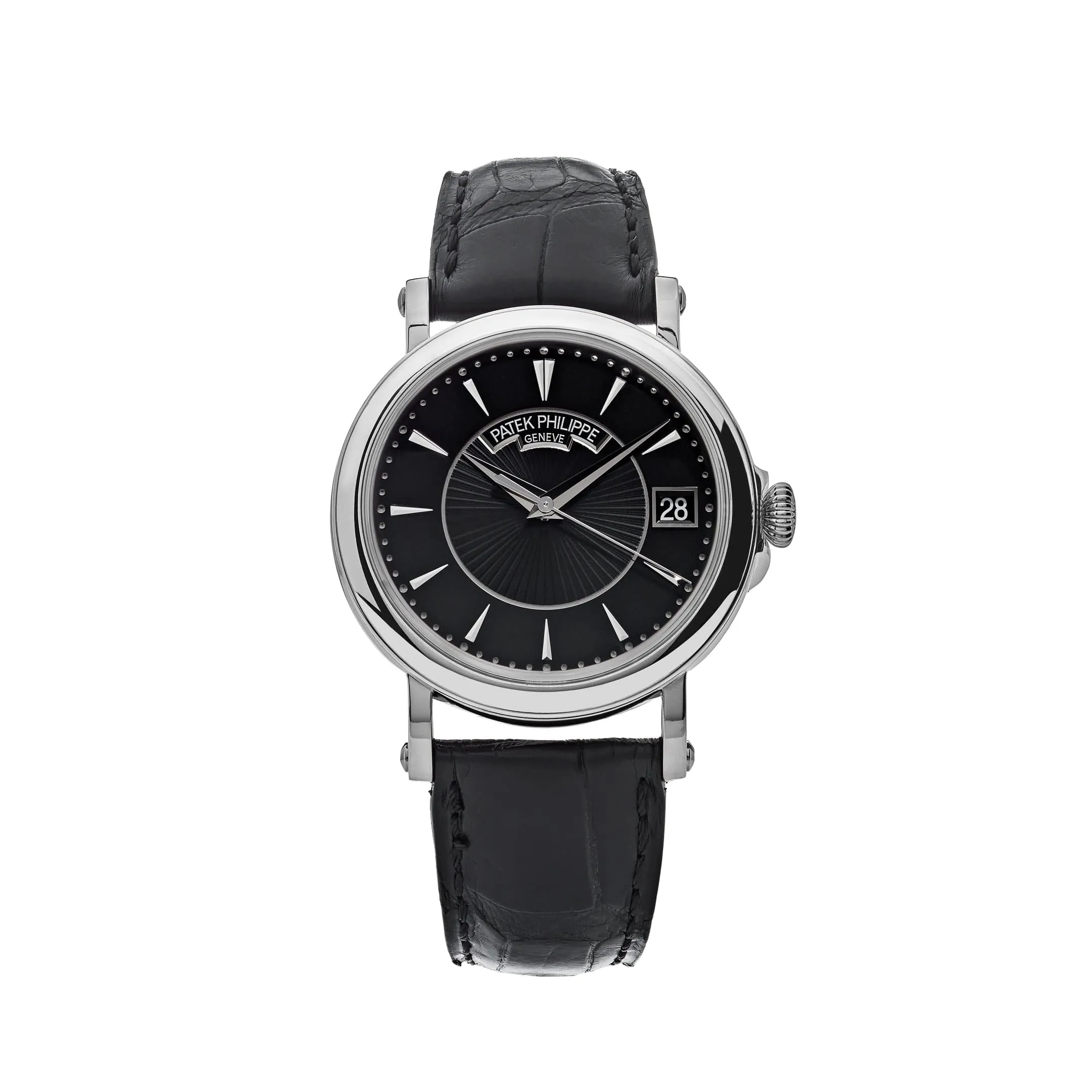 PP Luxury Watches Calatrava 5153G-001 Date White Gold Black Dial