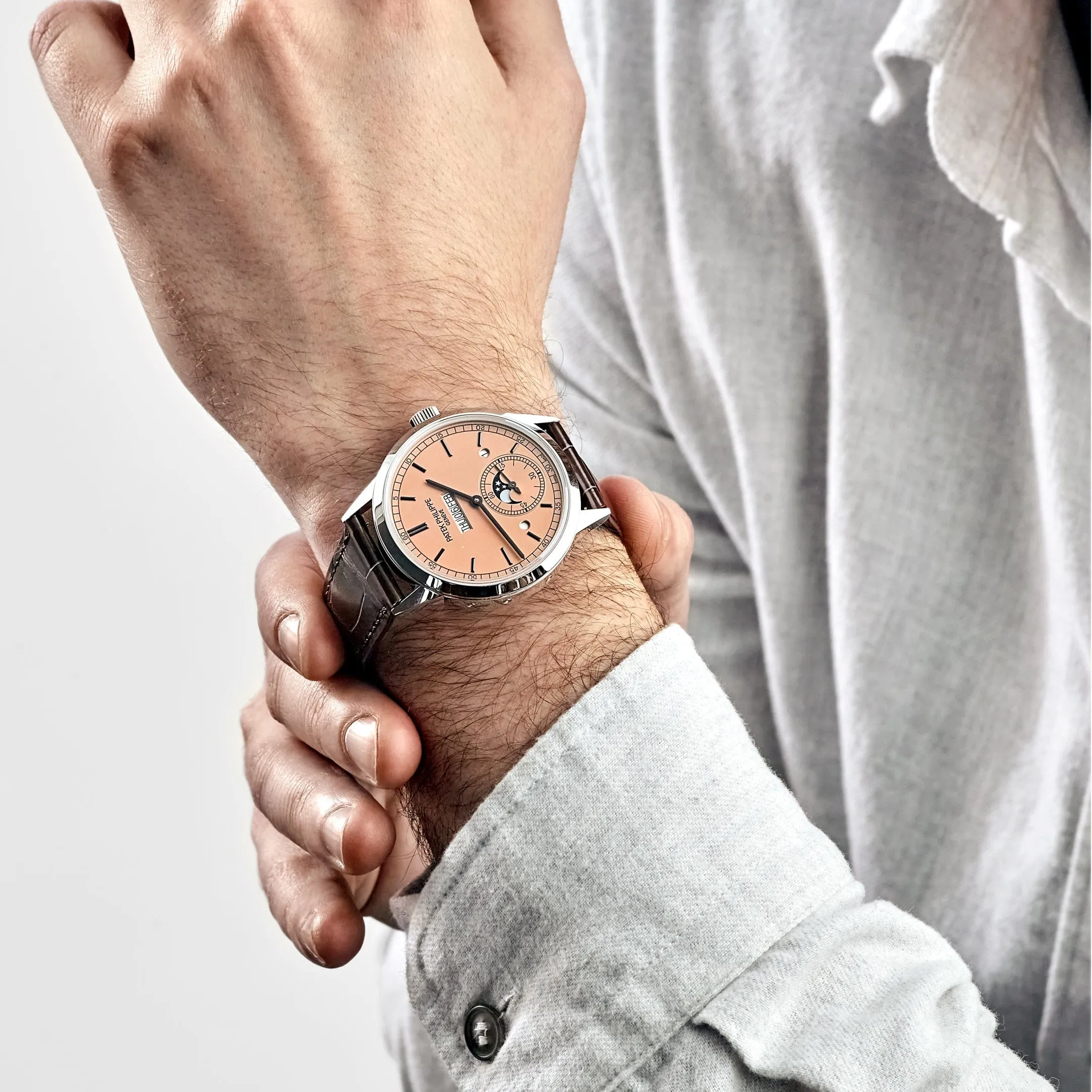 PP Luxury Watches Grand Complications 5236P-010 In-Line Perpetual Calendar Platinum Salmon Dial(2024)