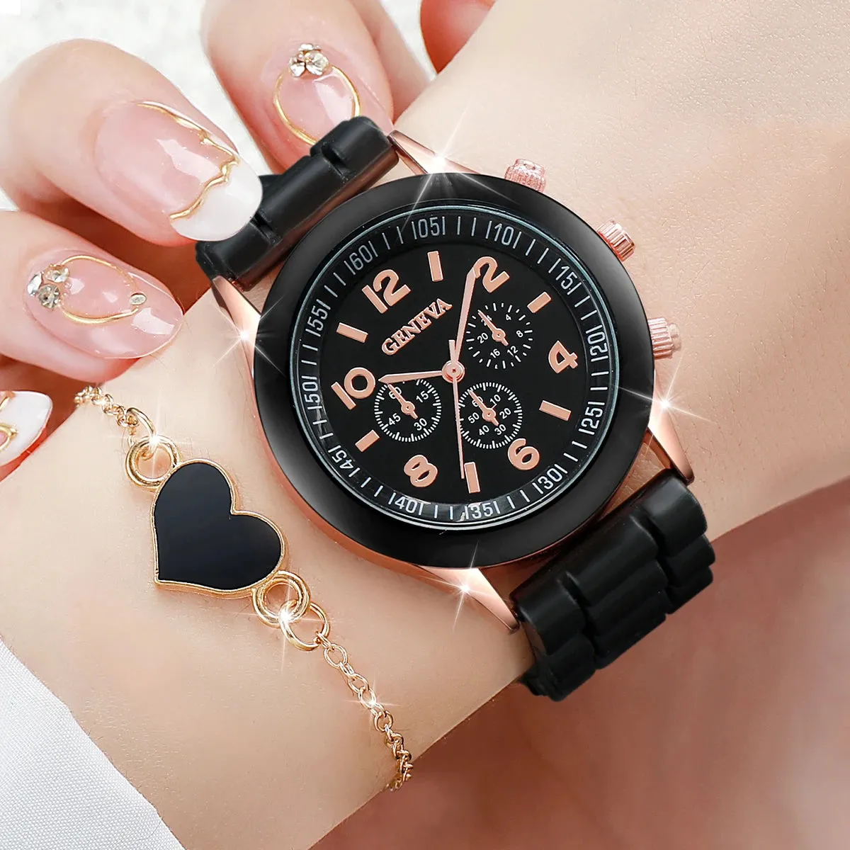 Quartz Watches Heart Jewelry Set (Without Box)
