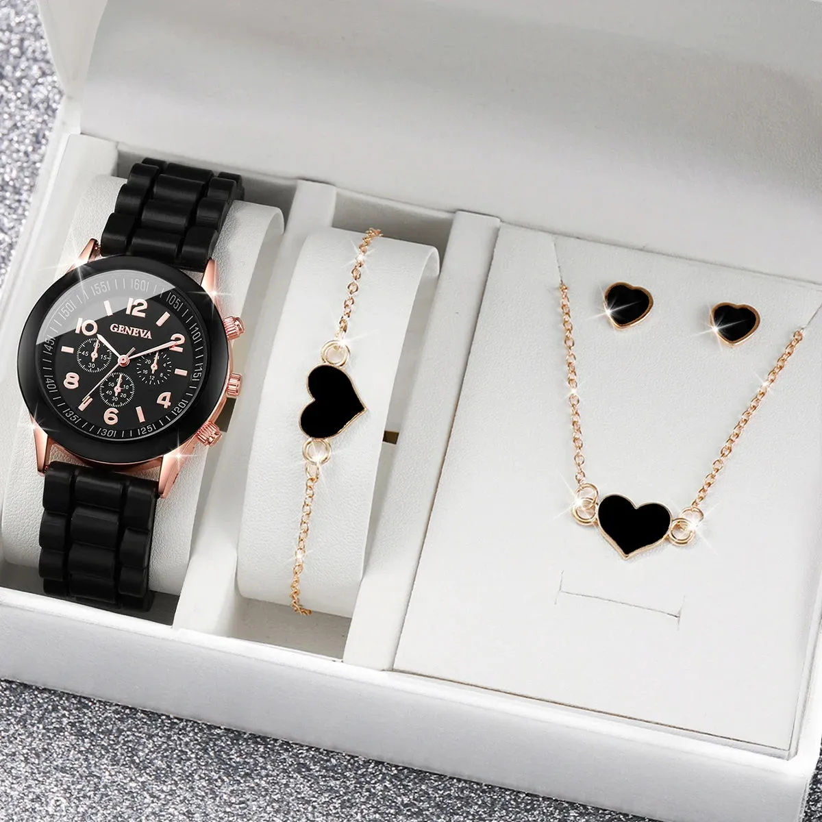 Quartz Watches Heart Jewelry Set (Without Box)