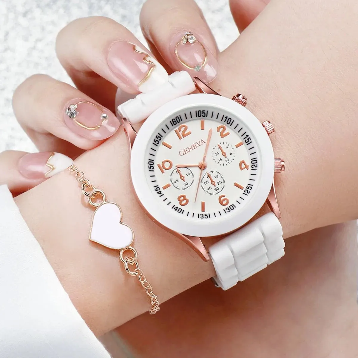Quartz Watches Heart Jewelry Set (Without Box)