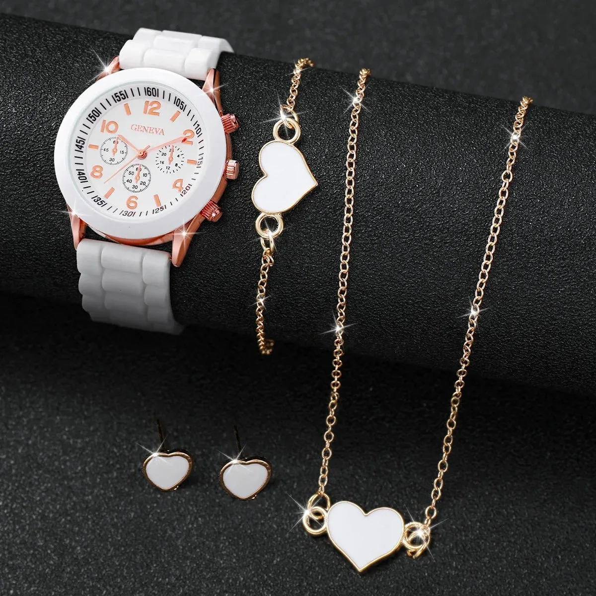 Quartz Watches Heart Jewelry Set (Without Box)