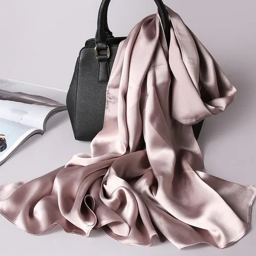 "Elegant Natural Silk Red Scarf for Women - Perfect Spring Foulard for adding a touch of luxury to any outfit"