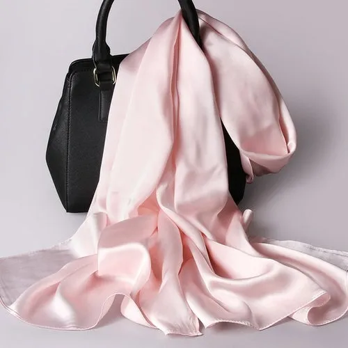 "Elegant Natural Silk Red Scarf for Women - Perfect Spring Foulard for adding a touch of luxury to any outfit"