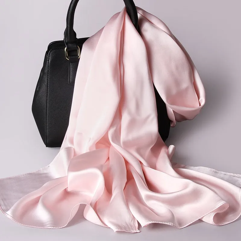 "Elegant Natural Silk Red Scarf for Women - Perfect Spring Foulard for adding a touch of luxury to any outfit"
