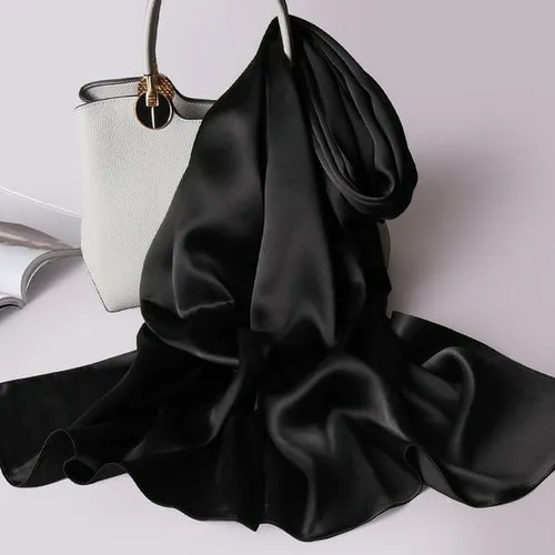 "Elegant Natural Silk Red Scarf for Women - Perfect Spring Foulard for adding a touch of luxury to any outfit"