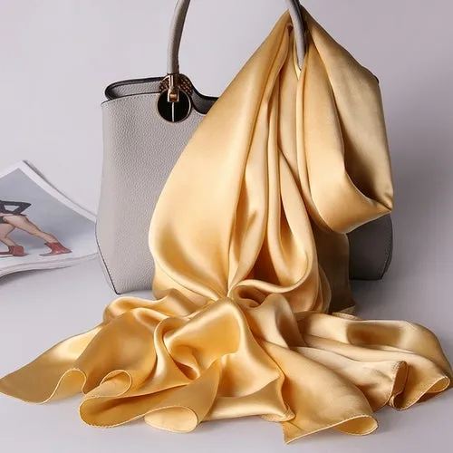 "Elegant Natural Silk Red Scarf for Women - Perfect Spring Foulard for adding a touch of luxury to any outfit"