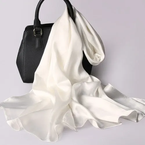 "Elegant Natural Silk Red Scarf for Women - Perfect Spring Foulard for adding a touch of luxury to any outfit"