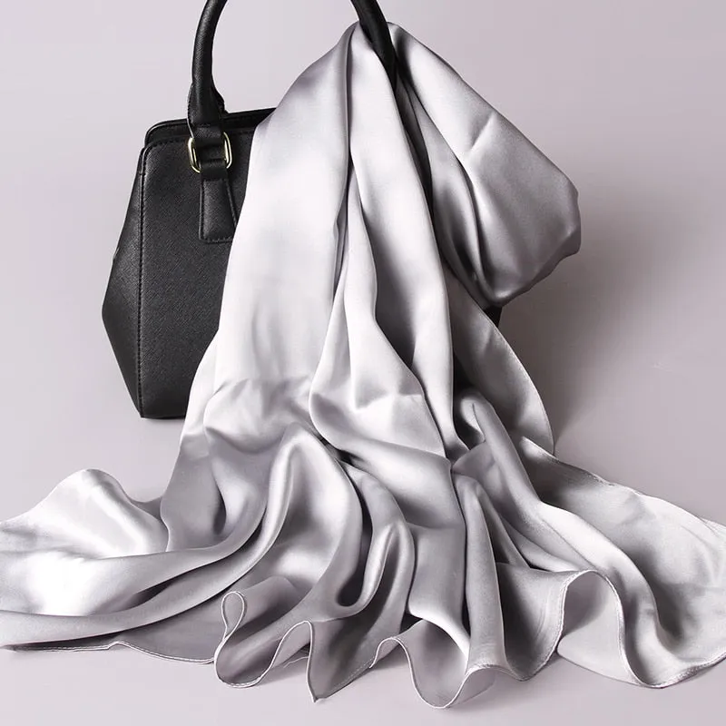 "Elegant Natural Silk Red Scarf for Women - Perfect Spring Foulard for adding a touch of luxury to any outfit"