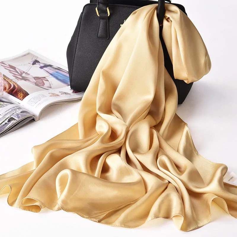 "Elegant Natural Silk Red Scarf for Women - Perfect Spring Foulard for adding a touch of luxury to any outfit"