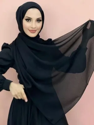 "Elegant Silk Abaya with Matching Satin Head Scarf - A Luxurious Hijab Set for any Occasion"
