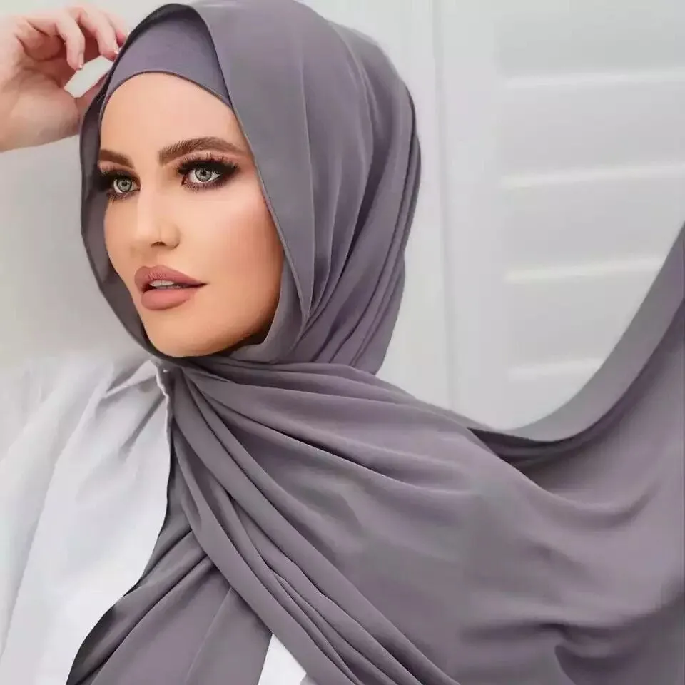 "The Finest Hijab Set - Heavy Chiffon Hijab and Matching Scarf for the Perfect Coordinated Look"