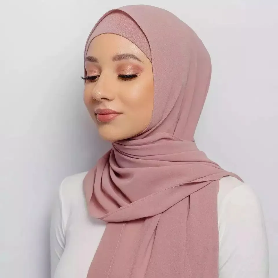 "The Finest Hijab Set - Heavy Chiffon Hijab and Matching Scarf for the Perfect Coordinated Look"
