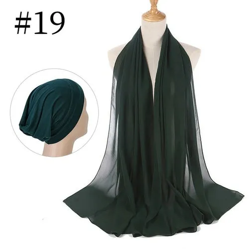 "The Finest Hijab Set - Heavy Chiffon Hijab and Matching Scarf for the Perfect Coordinated Look"