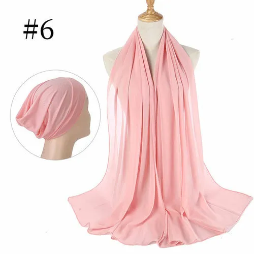 "The Finest Hijab Set - Heavy Chiffon Hijab and Matching Scarf for the Perfect Coordinated Look"
