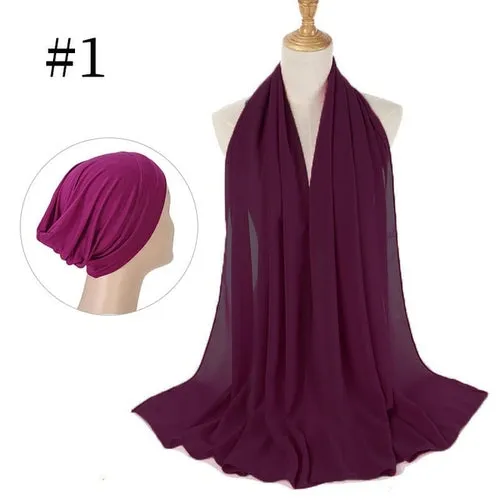 "The Finest Hijab Set - Heavy Chiffon Hijab and Matching Scarf for the Perfect Coordinated Look"